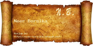 Neer Borsika névjegykártya